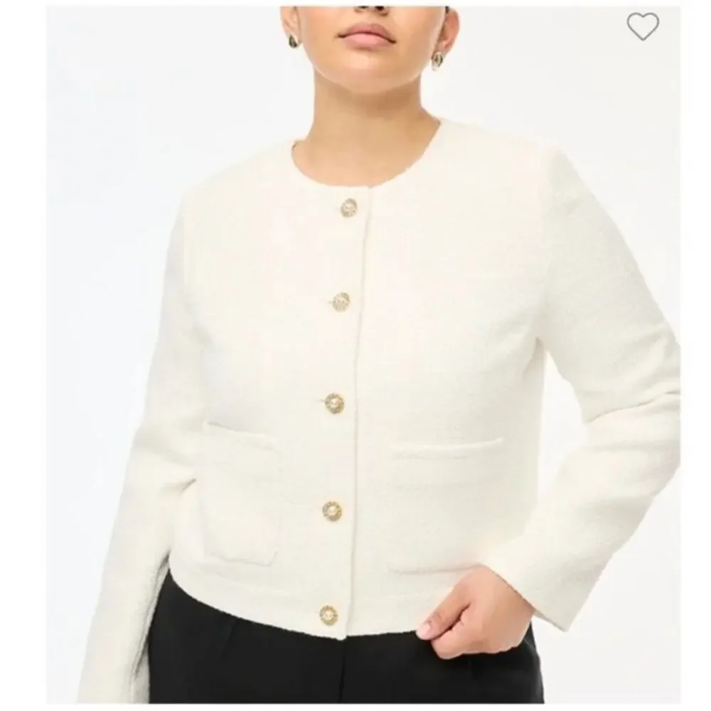 NWT‎ J.Crew Tweed Lady Jacket in White Size 22